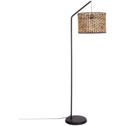 Maisons du Monde Lámpara de pie de jacinto tejido y metal negro Alt. 162 cm