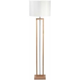 Maisons du Monde Lámpara de pie de madera de caucho y metal negro Alt. 165 cm