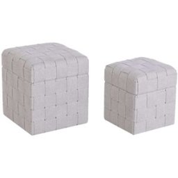 NIYLO Conjunto de 2 reposapiés de poliéster beige 40x40x43 cm
