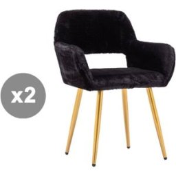 Meubles Cosy Juego de 2 sillas de piel sintética con patas de acero, negro