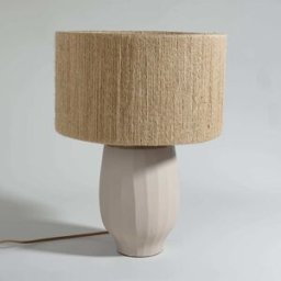 Maisons du Monde Lámpara de mesa de gres beige y yute Alt. 46 cm