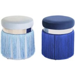 NIYLO Conjunto de 2 reposapiés de poliéster azul marino 35x35x41 cm