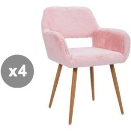 Meubles Cosy Juego de 4 sillas de piel sintética con patas de acero, rosa