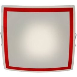 Tosel Plafón cuadrado metal aluminio pantallo vidrio rojo