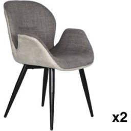 NIYLO Conjunto de 2 sillas de polipiel gris 62x62x84 cm