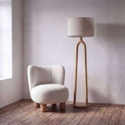 Maisons du Monde Lámpara de pie de madera de mango y lino Alt. 168 cm