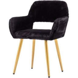 Meubles Cosy Silla de oficina de piel sintética con patas de acero, negro