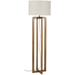 Maisons du Monde Lámpara de pie de madera de mango y lino Alt. 166 cm