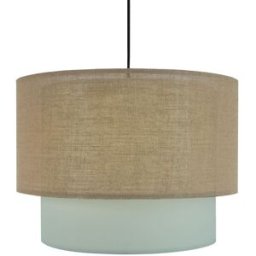 Sulion Lámpara colgante doble pantalla textil natural verde menta e27