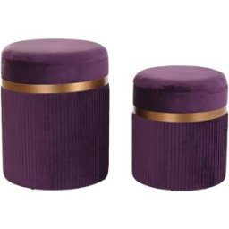 NIYLO Conjunto de 2 reposapiés de poliéster morado 39x39x49 cm