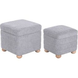 NIYLO Conjunto de 2 reposapiés de poliéster gris 43x43x40 cm