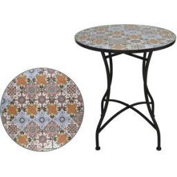 WellHome Mesa de jardín redonda mosaico cerámico