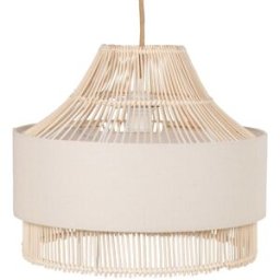 Maisons du Monde Lámpara de techo de ratán y tela beige Ø40 cm