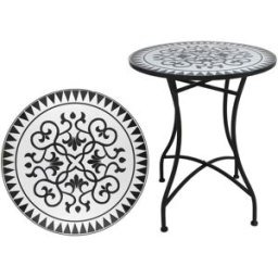 WellHome Mesa de jardín redonda mosaico cerámico