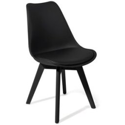 ORESTELUCHETTA Set 4 sillas piel negra y polipropileno negro H81 L49 P54 cm