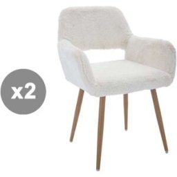 Meubles Cosy Juego de 2 sillas de piel sintética con patas de acero, blanco