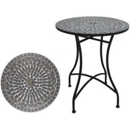 WellHome Mesa de jardín redonda mosaico cerámico