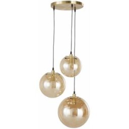 Maisons du Monde Lámpara de techo de acero y 3 globos de cristal ámbar An. 50 cm