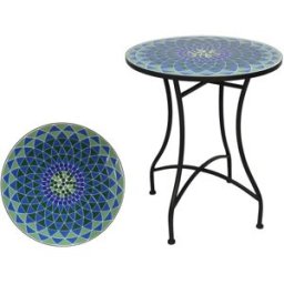 WellHome Mesa de jardín redonda mosaico cerámico