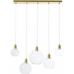Maisons du Monde Lámpara de techo lineal de metal dorado y 5 globos de cristal