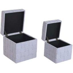 NIYLO Conjunto de 2 reposapiés de poliéster gris 40x40x43 cm