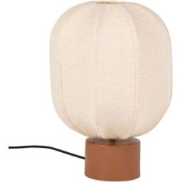 Maisons du Monde Lámpara de mesa de acero marrón y algodón blanco roto Alt. 39 cm