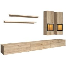 Petits meubles Muro tv 5 piezas con led tableros de aglomerado laminados madera