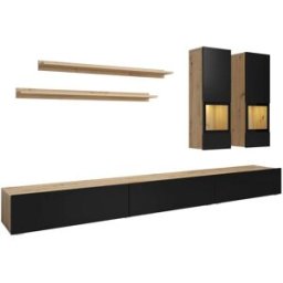 Petits meubles Muro tv 5 piezas con led tablero de aglomerado laminados negro