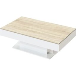 ML-Design Mesa de centro aspecto roble con compartimentos y tapa deslizante