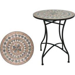 WellHome Mesa de jardín redonda mosaico cerámico