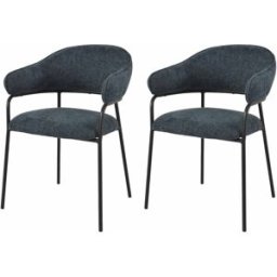 Mobili Rebecca Conjunto de 2 sillas de comedor azul petróleo y negras en tela
