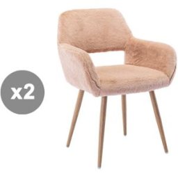 Meubles Cosy Juego de 2 sillas de piel sintética con patas de acero, camel