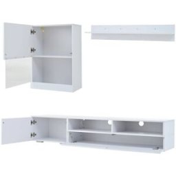 REDOM Conjunto de muebles tv de tablero aglomerado blanco