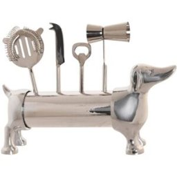 NIYLO Conjunto de 4 accesorios de cóctel de inox plateado 37x9x18 cm