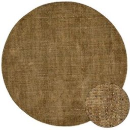 THEKO Alfombra de viscosa tejida a mano a rayas - dorada diam 150 cm
