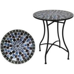 WellHome Mesa de jardín redonda mosaico