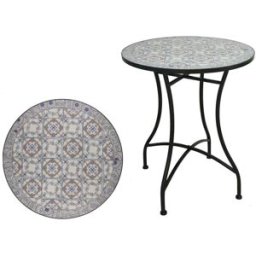 WellHome Mesa de jardín redonda mosaico cerámico