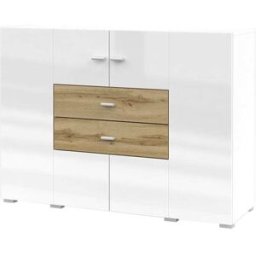 Petits meubles Bufé 2 puertas y 2 cajones paneles laminados blanco y madera
