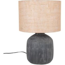 Maisons du Monde Lámpara de mesa de cerámica negra y yute Alt. 49 cm