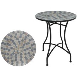 WellHome Mesa de jardín redonda mosaico cerámico