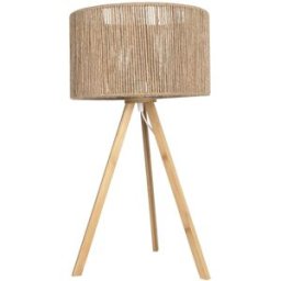 Sulion Lámpara de mesa / sobremesa trípode de bambú y pantalla de cuerda