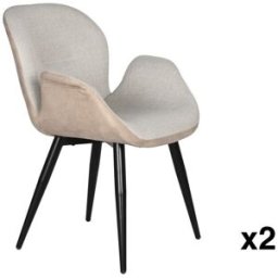 NIYLO Conjunto de 2 sillas de polipiel beige 62x62x83 cm