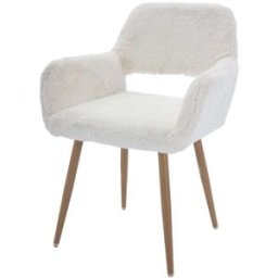 Meubles Cosy Silla de oficina de piel sintética con patas de acero, blanco