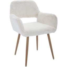 Meubles Cosy Silla de piel sintética con patas de acero, blanco
