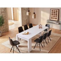 Unique Mesa consola extensible ONEGA - 10 comensales - 4 extensiones - Blanco