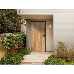 Unique Puerta de entrada de acero macizo Alt. 207 x An. 100 cm acabado roble - Apertura izquierda - AGUEDA