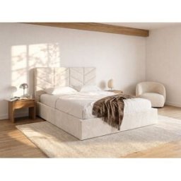 Unique Canapé abatible de 160 x 200 cm - Tela texturizada - Crema - JUSTANI