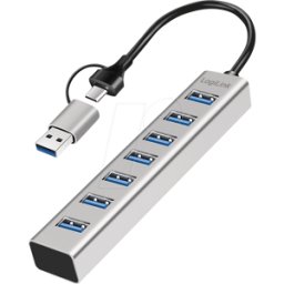 LOGILINK UA0441 - Hub USB 3,0, 7 puertos, 5 Gbps, plata