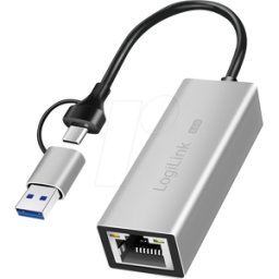 LOGILINK UA0422 - Tarjeta de red, USB-a / C, 2,5 Gigabit Ethernet, 1 RJ45
