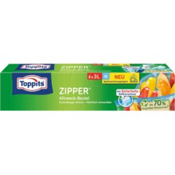 TOPPITS 97001 - TOPPITS bolsa congelador CON CREMALLERA 3,0 l, 8 piezas